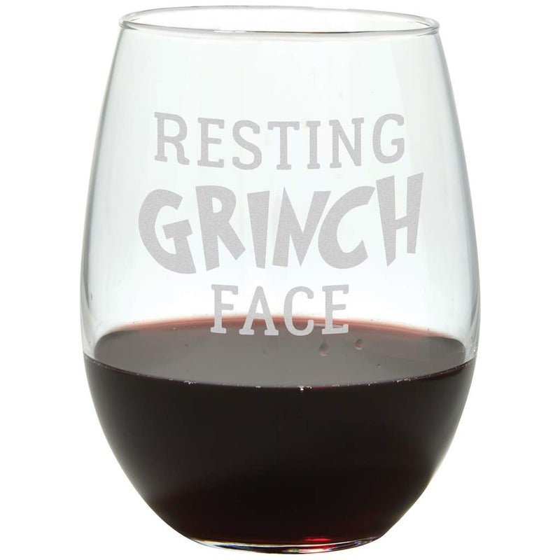 Grinch Face Wine Glass 17oz