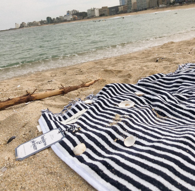 Navy stripe cheap beach towel