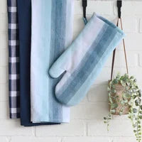 Sera Stripe Tea Towel Set Of 3 Blue