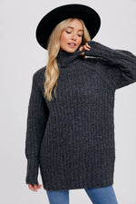 CHUNKY TURTLENECK TUNIC SWEATER: S/M / COCO