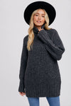 CHUNKY TURTLENECK TUNIC SWEATER: S/M / COCO