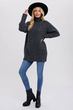 CHUNKY TURTLENECK TUNIC SWEATER: M/L / COCO