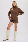 CHUNKY TURTLENECK TUNIC SWEATER: S/M / COCO