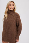 CHUNKY TURTLENECK TUNIC SWEATER: M/L / COCO