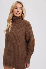 CHUNKY TURTLENECK TUNIC SWEATER: M/L / COCO