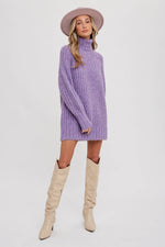 CHUNKY TURTLENECK TUNIC SWEATER: S/M / COCO