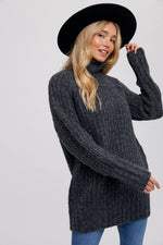 CHUNKY TURTLENECK TUNIC SWEATER: M/L / COCO