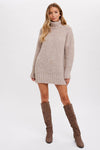 CHUNKY TURTLENECK TUNIC SWEATER: M/L / COCO