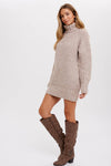 CHUNKY TURTLENECK TUNIC SWEATER: S/M / COCO