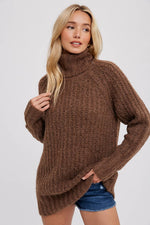 CHUNKY TURTLENECK TUNIC SWEATER: M/L / COCO