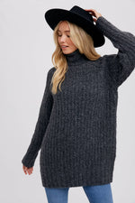 CHUNKY TURTLENECK TUNIC SWEATER: S/M / COCO