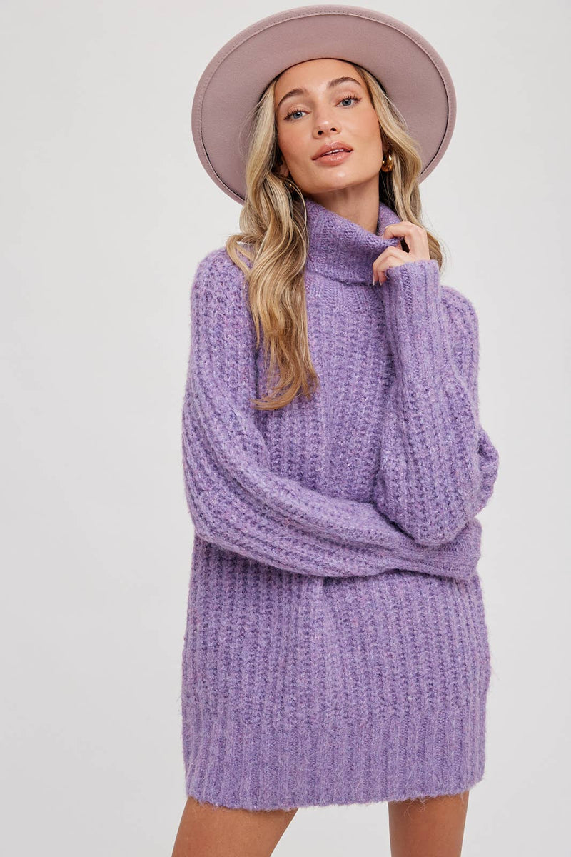 CHUNKY TURTLENECK TUNIC SWEATER: M/L / COCO