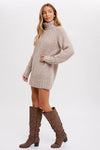 CHUNKY TURTLENECK TUNIC SWEATER: S/M / COCO