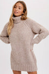 CHUNKY TURTLENECK TUNIC SWEATER: S/M / COCO