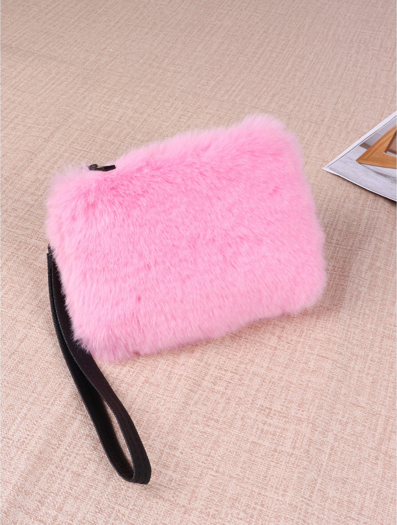 Pink Faux Fur Pouch