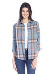Long Sleeve Button-Up Flannel Shirt with Chest Pocket