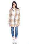 Buffalo Check Long Sleeve Snap Front Shirt Jacket with Side Seam Pockets