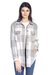 Buffalo Check Long Sleeve Button Front Shirt Jacket with Pockets