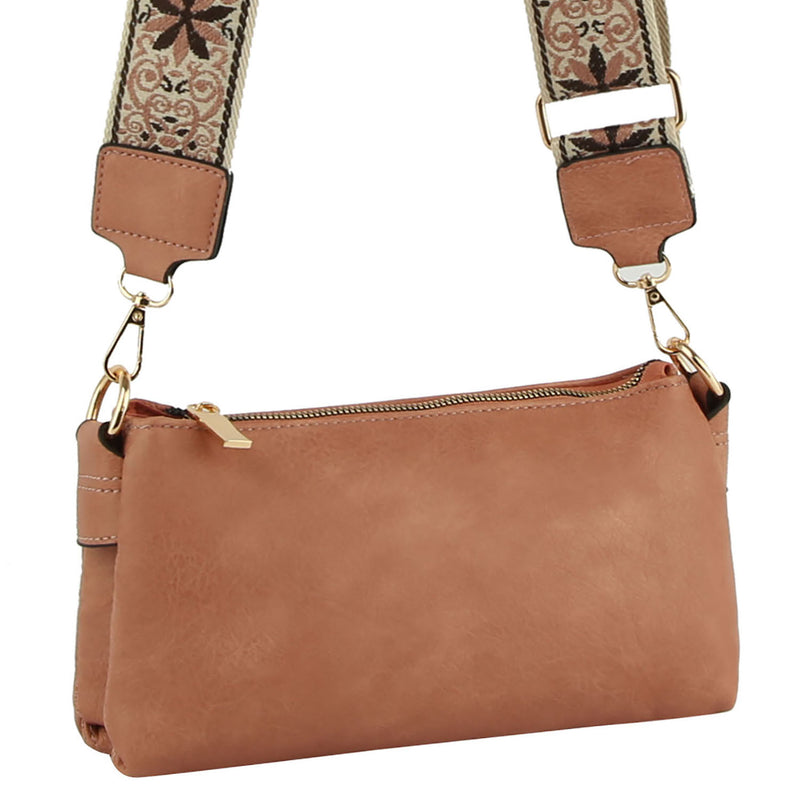 Multi Compartment Crossbody Bag with Guitar Strap