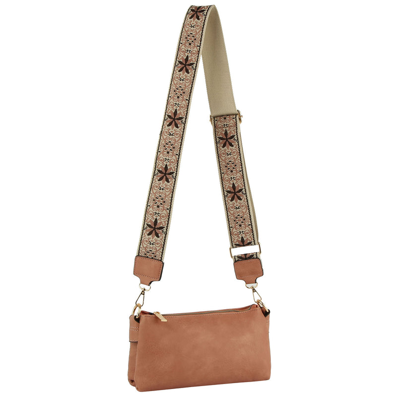 Multi Compartment Crossbody Bag with Guitar Strap
