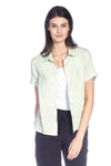 Short Sleeve Button Front Blouse with Chest Pocket