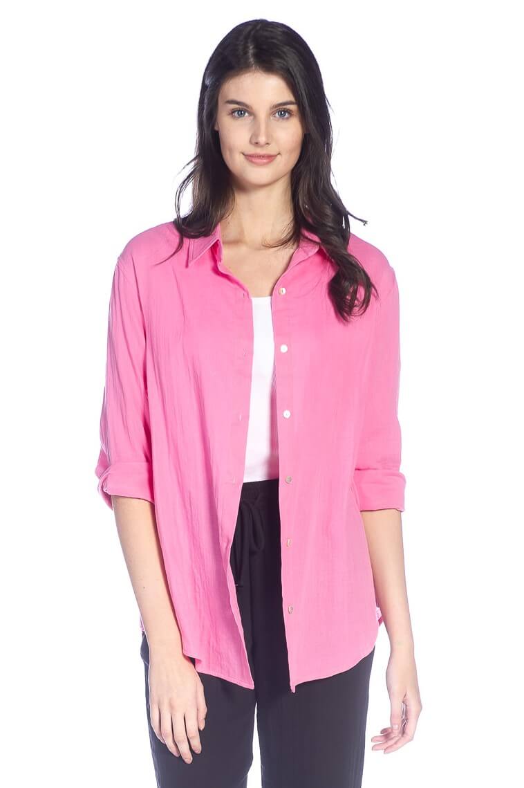 Long Sleeve Relaxed Fit Button Front Shirt