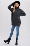 CHUNKY TURTLENECK TUNIC SWEATER: S/M / COCO