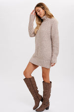 CHUNKY TURTLENECK TUNIC SWEATER: S/M / COCO