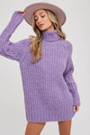 CHUNKY TURTLENECK TUNIC SWEATER: S/M / COCO