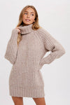 CHUNKY TURTLENECK TUNIC SWEATER: S/M / COCO