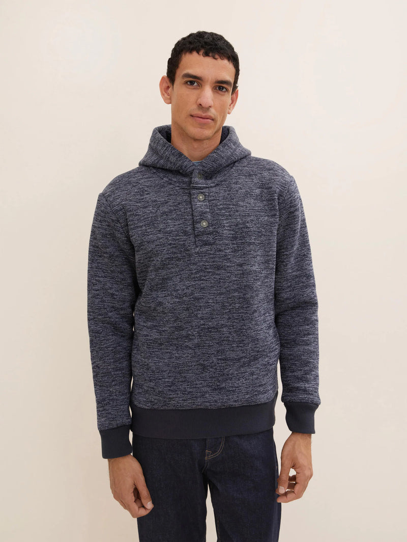 Tom Tailor Two-Tone Hoodie with Button Tab