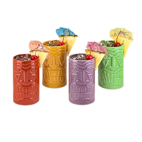Beachcomber Ceramic Tiki Mugs in Assorted Colors by True