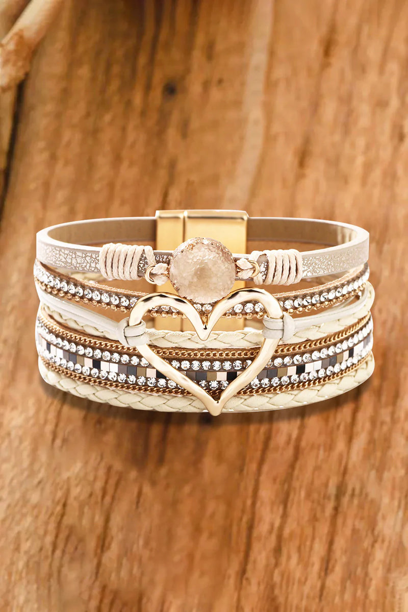 Bohemian Heart Rhinestone Magnetic Bracelet