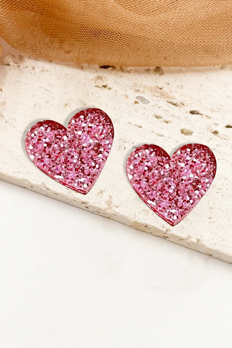 Valentine's Day Glitter Love Heart Earrings