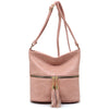 Fashion Tassel Zip Crossbody Bag - Pink