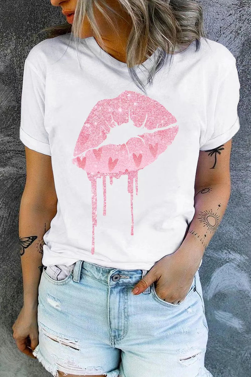 PINK Heart Shaped Lips T-Shirt