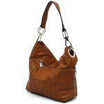 Side Zip Pocket Classic Bucket Bag-Brown