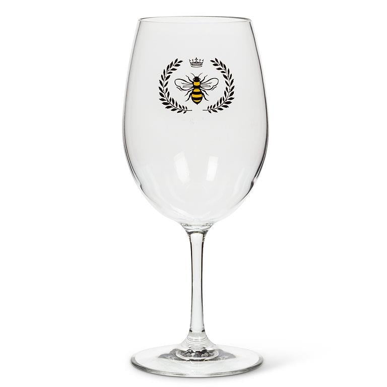 Bee in Crest Wine Glass