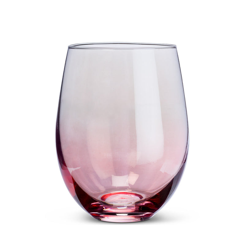 Pink Iris Stemless Wine Glass