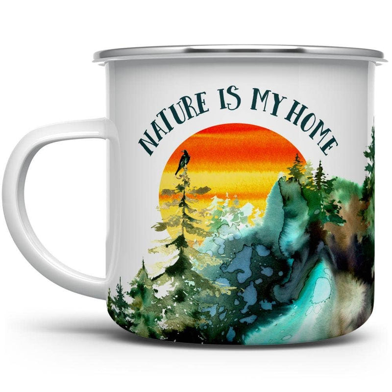 Nature is My Home Campfire Camping Mug, Outdoor Lover Gifts
