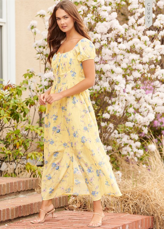 Curvy, Valley Cotton Flora Ruched Dress