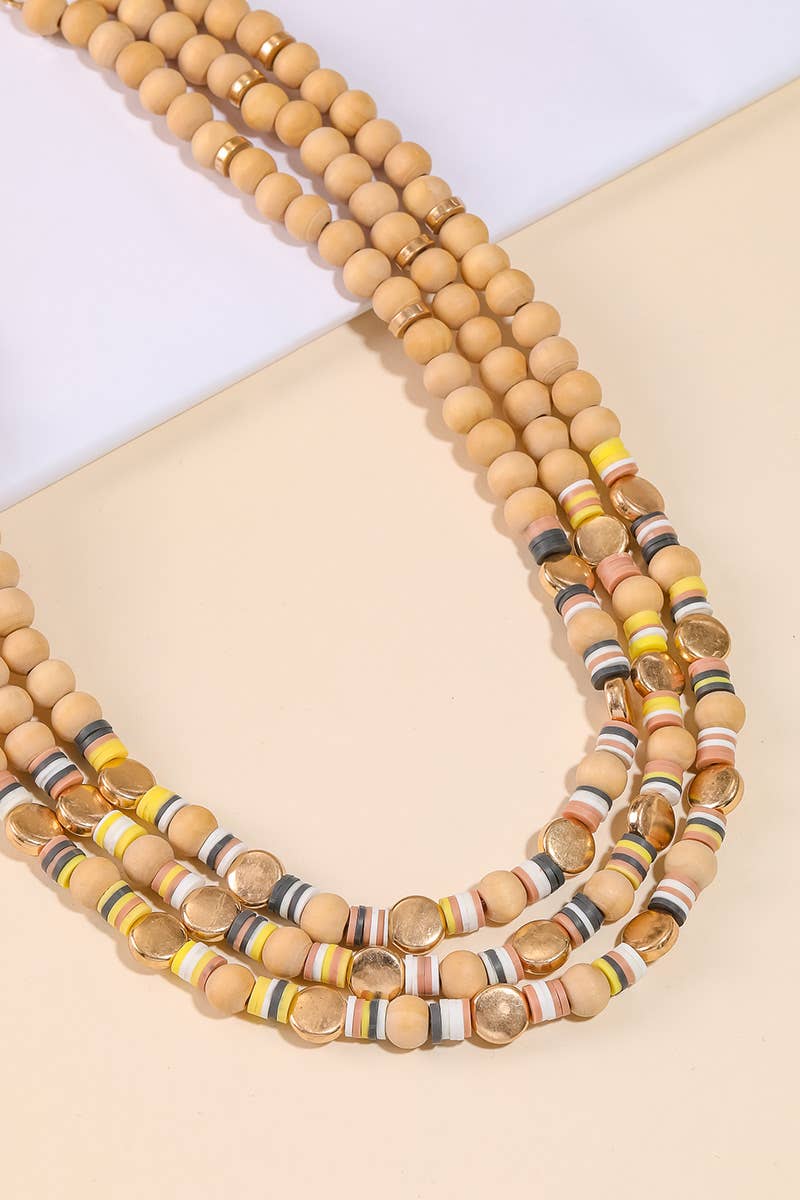 Layered Multi Ball Disc Bead Statement Necklace