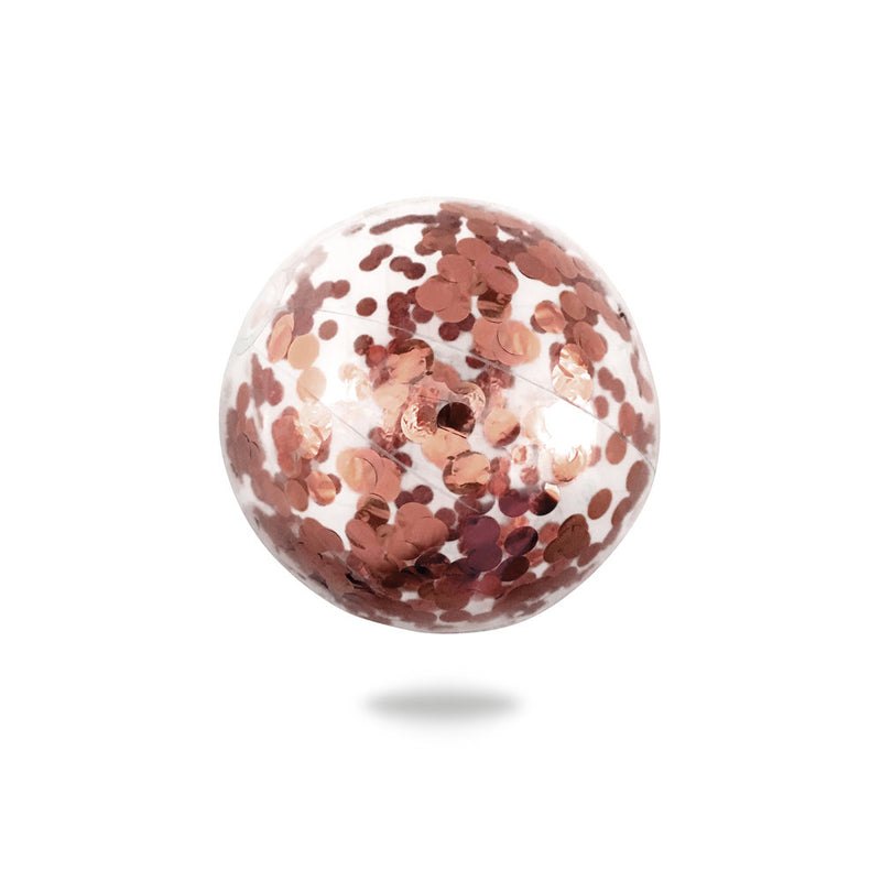 Clear Beach Ball with Rose Gold Confetti
