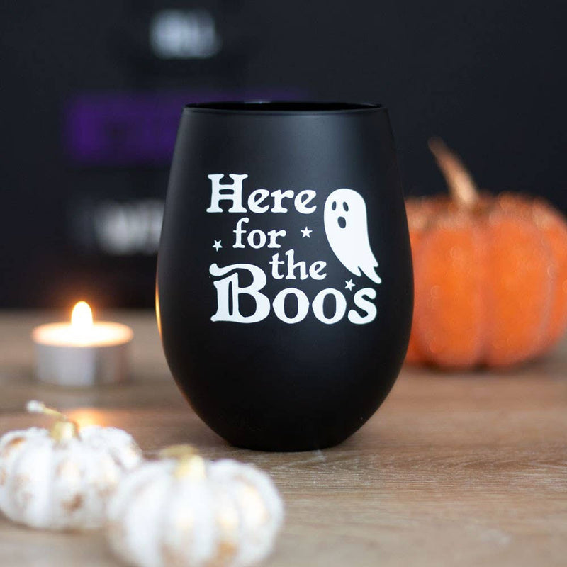 Here For The Boos Halloween Ghost Stemless Glass