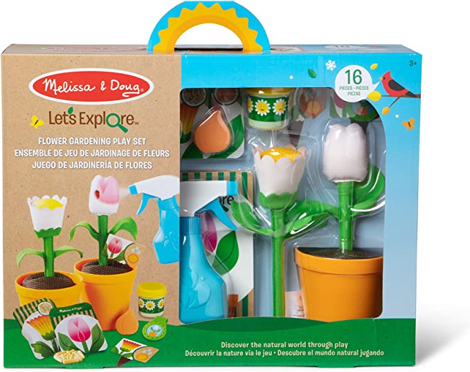 Melissa & Doug Let’s Explore Flower Gardening Play Set with Color-Changing Flowers (16 Pieces)