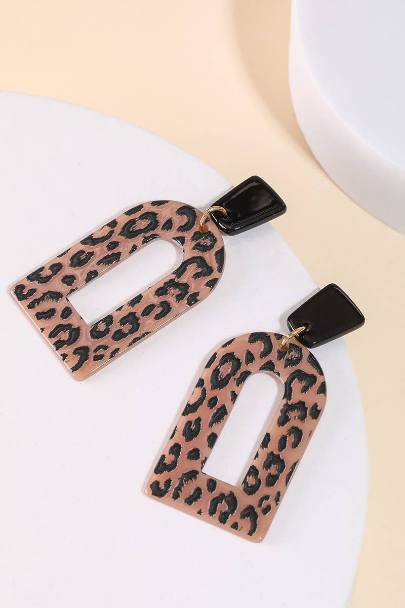 Leopard Print Window Arch Drop Earrings