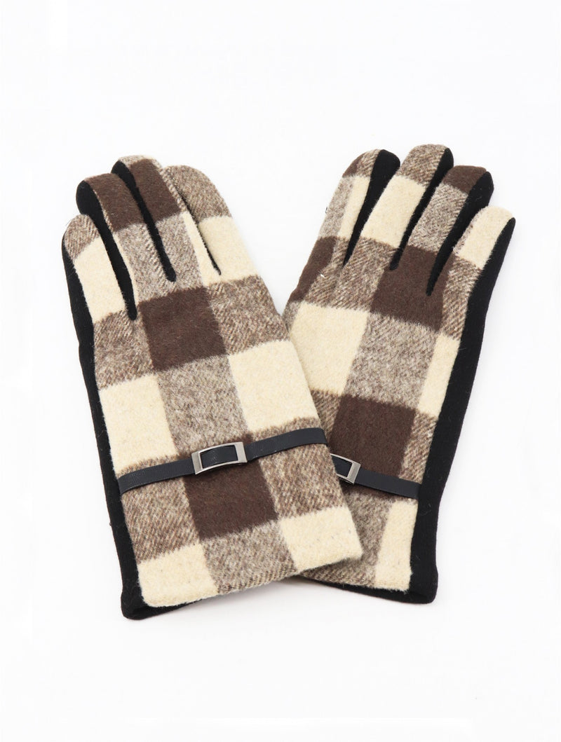 Plaid Touch Screen Glove W/ Belt