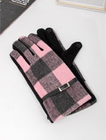 Plaid Touch Screen Glove W/ Belt