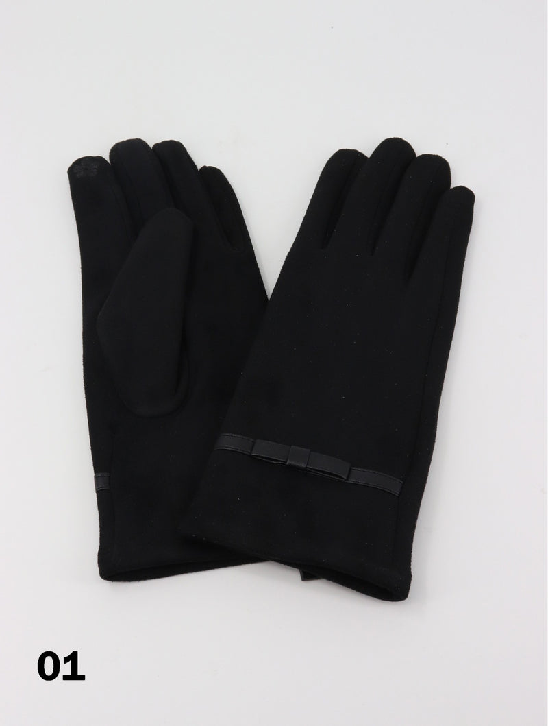 Stitched Bow Touch Screen Gloves