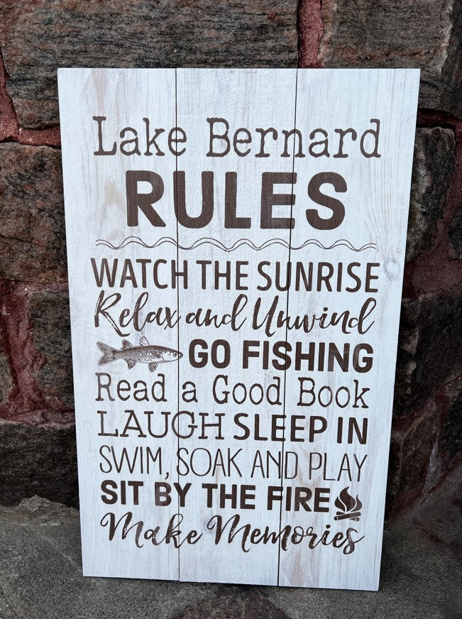 Sunrise Rules Sign - LAKE BERNARD